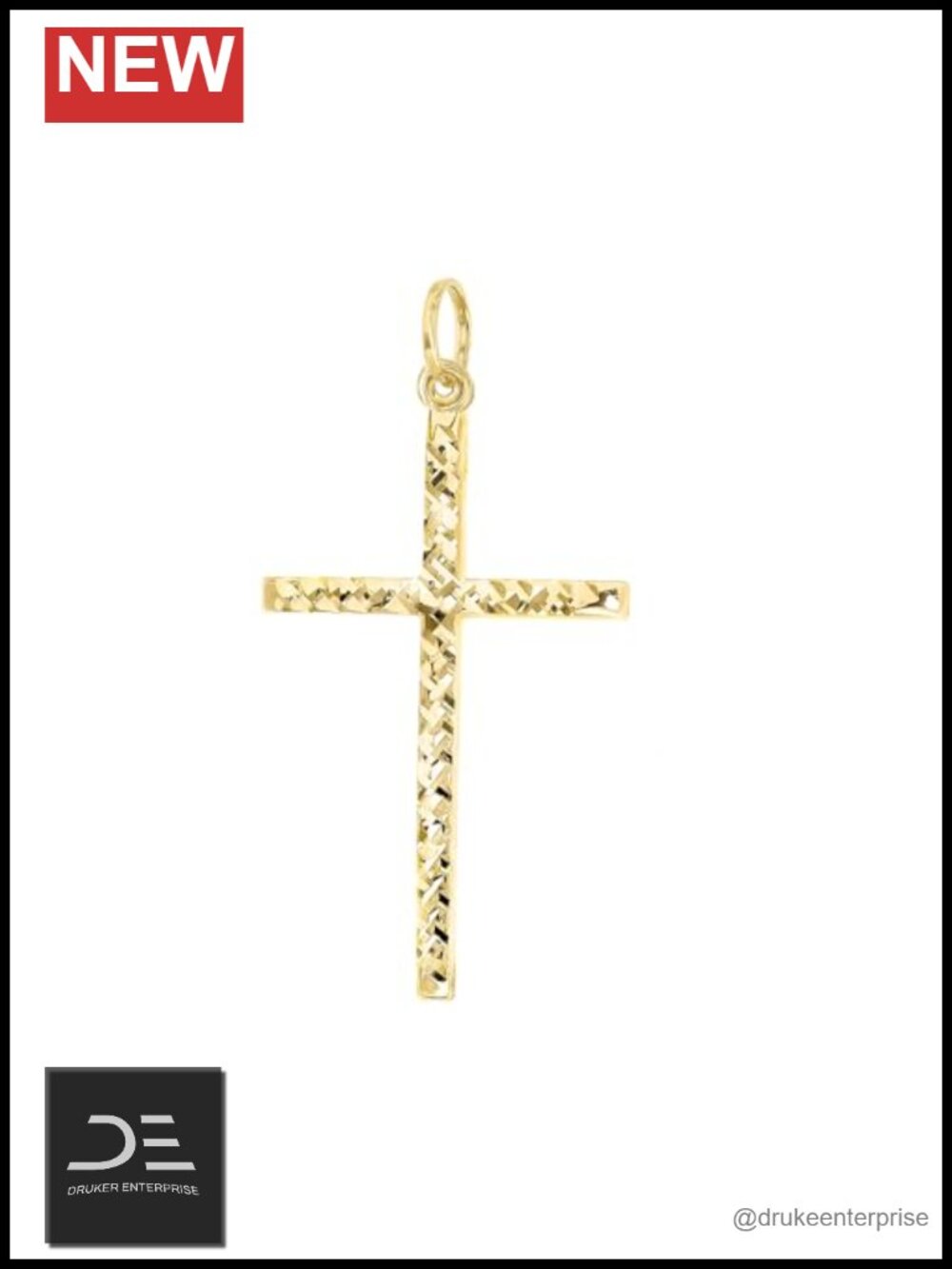 14k Real Yellow Gold Catholic Cross Charm Pendant Italy